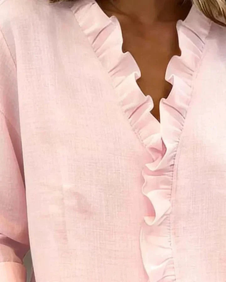 Amelie | Lightweight Ruffled V-Neck Blouse