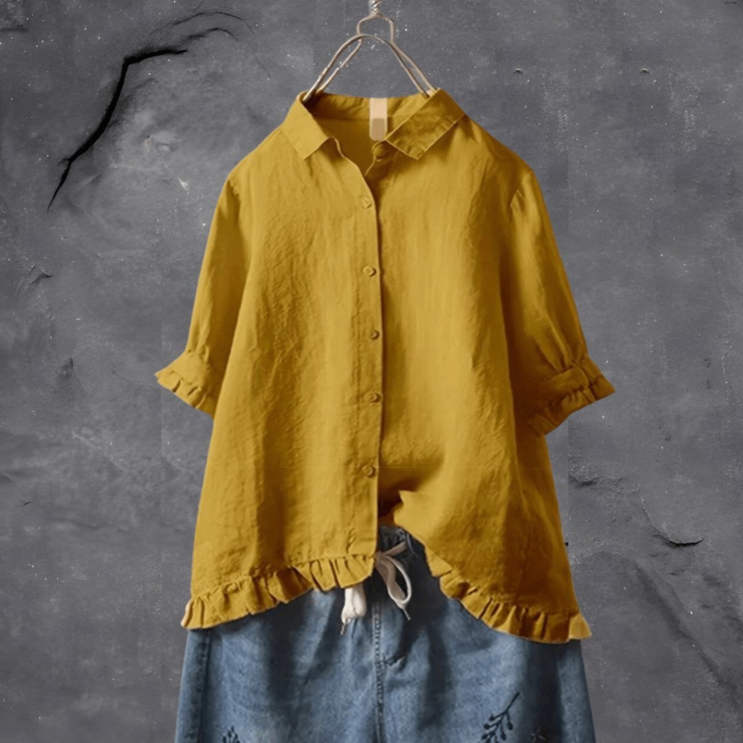 Juniper | Ruffle-Hem Collared Blouse