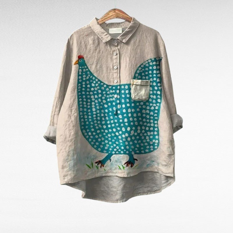 Valerie | Modern Chicken Print Blouse
