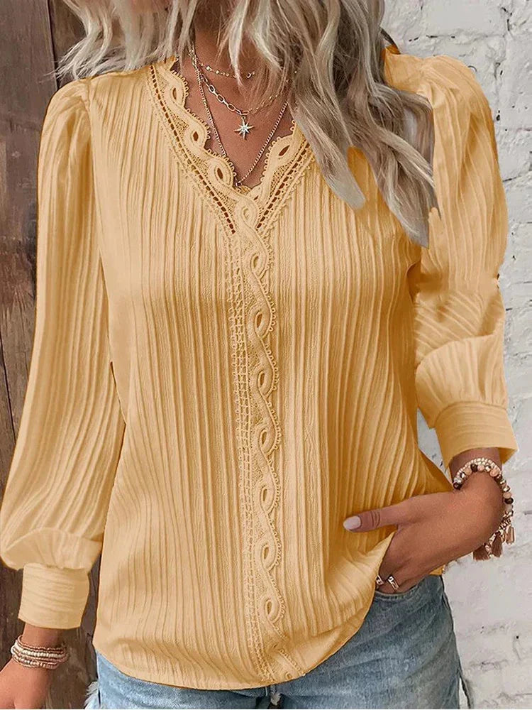Aliya | Elegant Lace-Trimmed Blouse