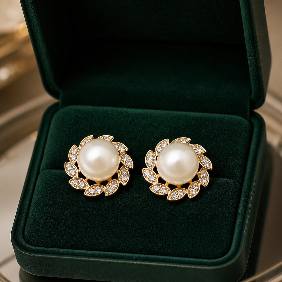 Elegant Pearl Leaf Earrings