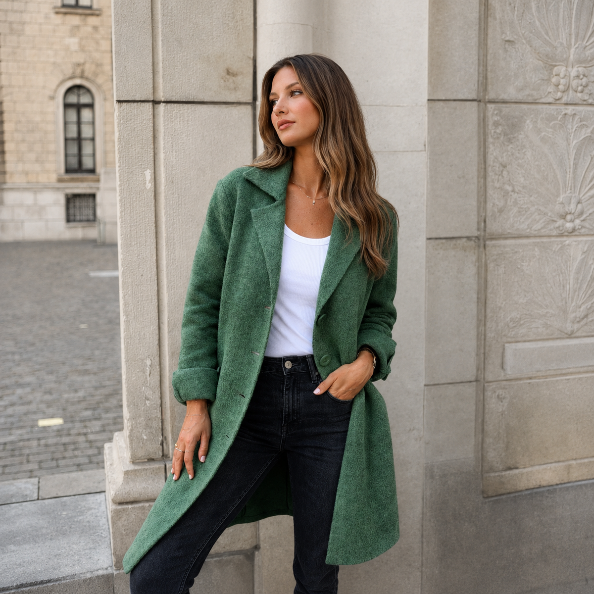 Women’s Classic Button Front Longline Coat