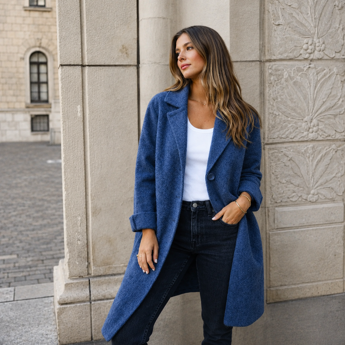 Women’s Classic Button Front Longline Coat