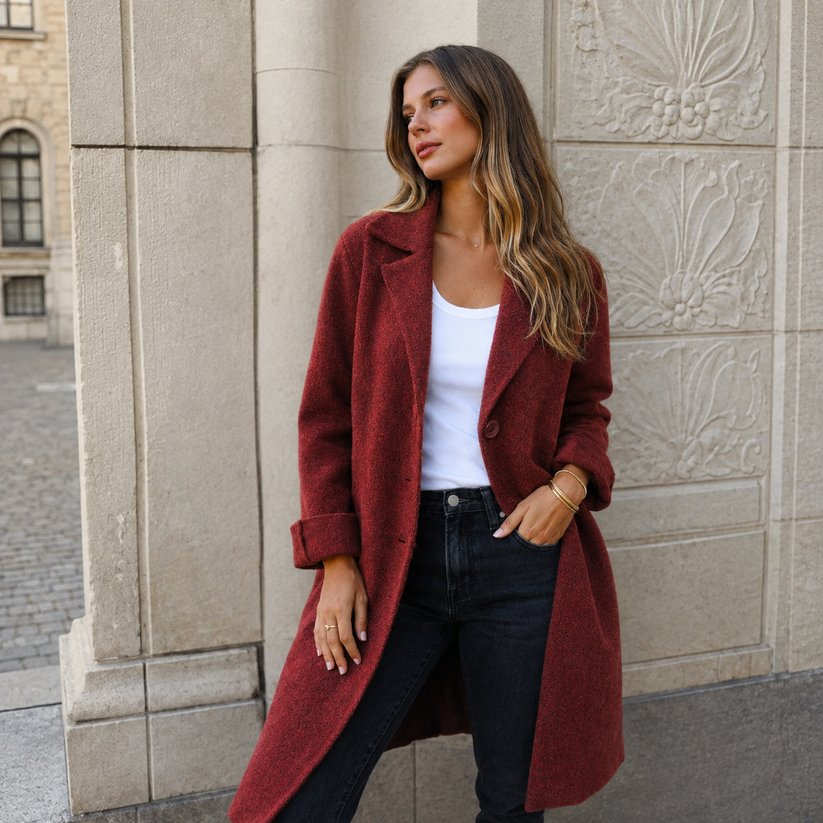 Women’s Classic Button Front Longline Coat