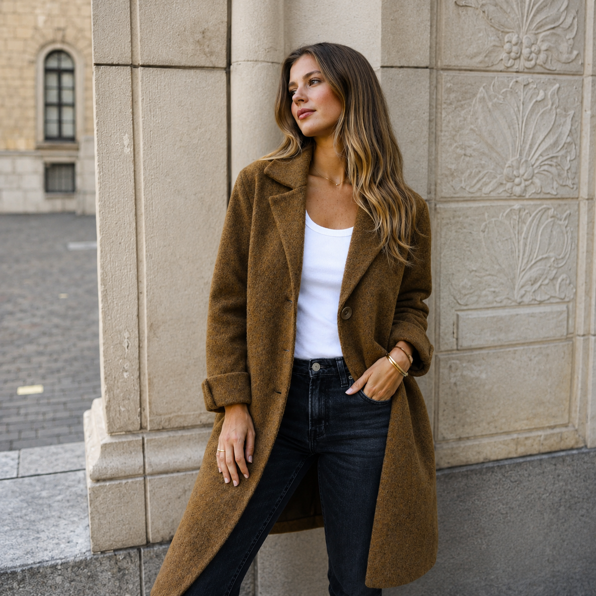 Women’s Classic Button Front Longline Coat