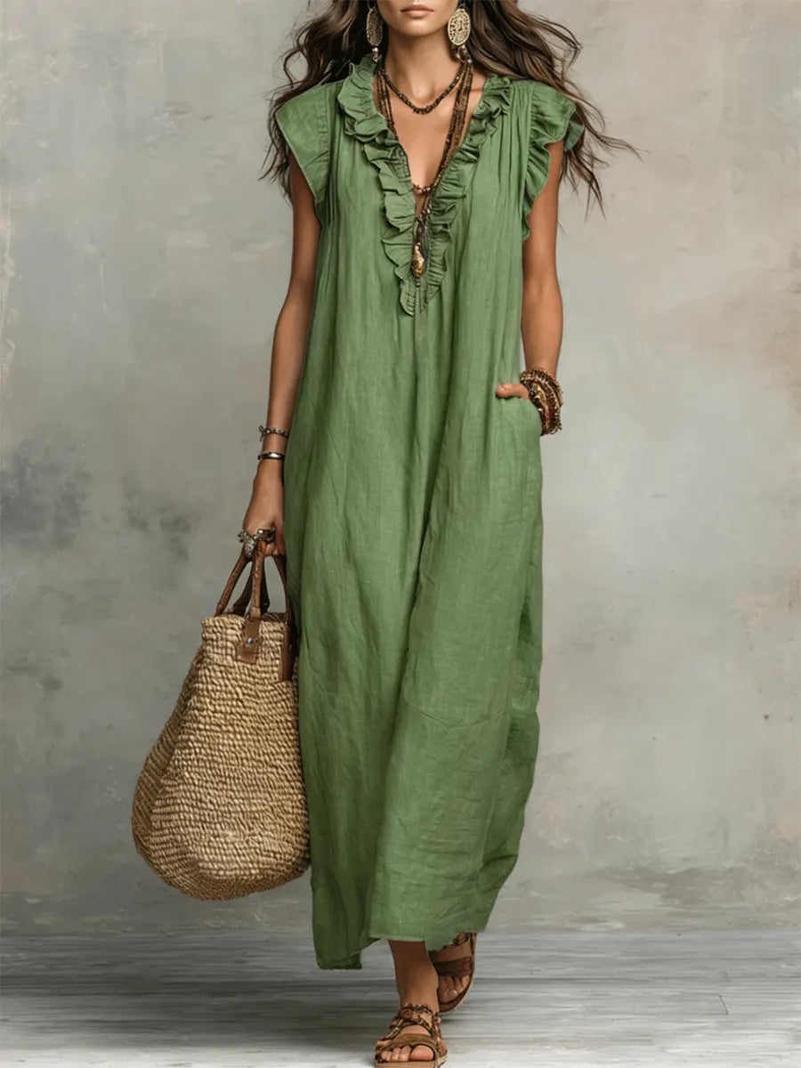 Women’s Boho Ruffle Maxi Dress